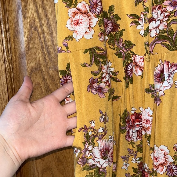 Mustard yellow floral jumpsuit with pockets - Picture 4 of 6